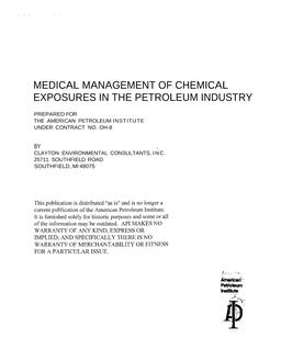 Medical Management of Chemical Exposures in the Petroleum Industry